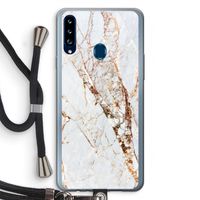 Goud marmer: Samsung Galaxy A20s Transparant Hoesje met koord