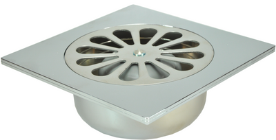 Sub ABS-doucheput 14 cm x 14 cm x 5 cm onderuitlaat, chroom