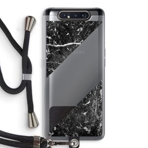 Zwart marmer: Samsung Galaxy A80 Transparant Hoesje met koord