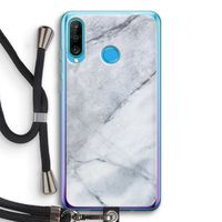 Witte marmer: Huawei P30 Lite Transparant Hoesje met koord