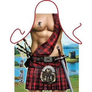 Sexy BBQ kookschort/keukenschort Schotse Kilt - Vaderdag/Vrijgezellenfeest cadeau