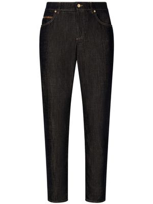Dolce & Gabbana jean droit à plaque logo - Bleu