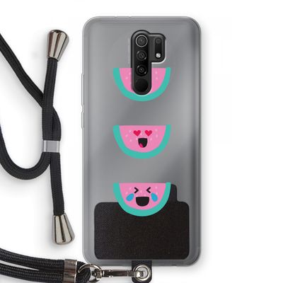 Smiley watermeloen: Xiaomi Redmi 9 Transparant Hoesje met koord