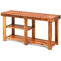 Schoenenkast Acaciahout Schoenenkast met 3 Plateaus Lattenbodem Belastbaar tot 160KG 87 x 28 x 45CM