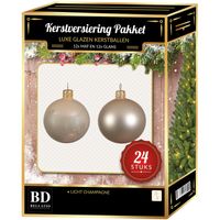 24 Stuks mix glazen Kerstballen pakket licht parel 6 en 8 cm