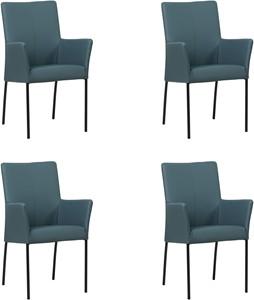 Set van 4 Blauwe leren moderne eetkamerstoelen Comfort - Toledo Leer Whale (blauw leer)