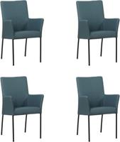 Set van 4 Blauwe leren moderne eetkamerstoelen Comfort - Toledo Leer Whale (blauw leer)