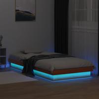 Bedframe met LED massief grenenhout wasbruin 90x190 cm - thumbnail