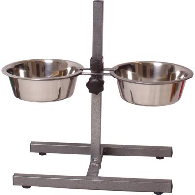 Voederbak en drinkbak H standaard - 21 cm - RVS - Voederbak - Hoogte verstelbaar - voor honden