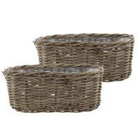 VD Leeden Opbergmand Klassiek - 2x - bruin - rechthoek?- 50 x 20 x 20 cm - rotan - gevlochten riet