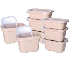 Vershoudbakjes nestbaar - 15 delig - BPA vrij - meal prep - diverse maten - Beige