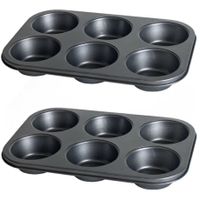 2x stuks muffins en cupcakes bakken bakvorm/bakblik 31 x 21 cm - voor 6x stuks - thumbnail