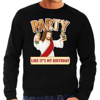 Grote maten foute Kersttrui Party Jezus zwart voor heren