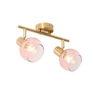 QAZQA Art Deco spot goud met roze glas 2-lichts - Vidro