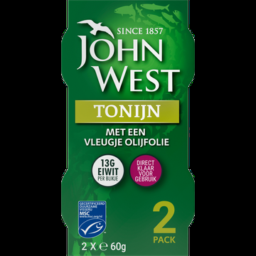 John West Tonijnstukken met een Vleugje Olijfolie 2 x 60g bij Jumbo
