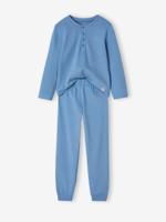 Personaliseerbare slub knit pyjama voor jongens jeansblauw - thumbnail