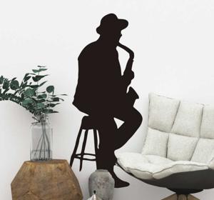 Jazz stickers muziek met saxofoon