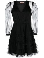 TWINSET ruffled semi-sheer minidress - Black