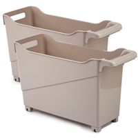 Set van 3x stuks kunststof trolleys licht bruin op wieltjes L45 x B17 x H29 cm