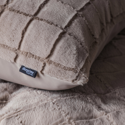 Dekbedovertrek Faux Fur Check Taupe Patroon 140x200 Cm Anti Allergie Sleeptime - Dekbed-Discounter.nl