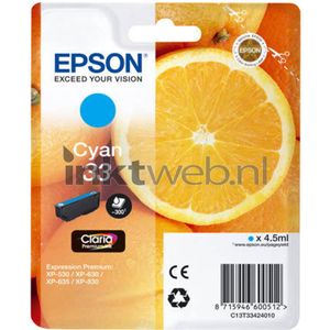 Epson Oranges 33 C inktcartridge 1 stuk(s) Origineel Normaal rendement Cyaan