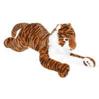 Knuffeldier Tijger Joey - zachte pluche stof - wilde dieren knuffels - bruin/zwart - 70 cm - thumbnail