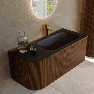 Badmeubel Mondiaz Kurve | 105 cm | Meubelkleur Walnut | Wastafelkleur Urban | Rechts spoelbak | 1 kraangat