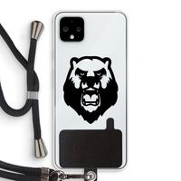 Angry Bear (black): Pixel 4 XL Transparant Hoesje met koord