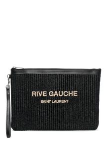 Saint Laurent pochette Rive Gauche en raphia - Noir