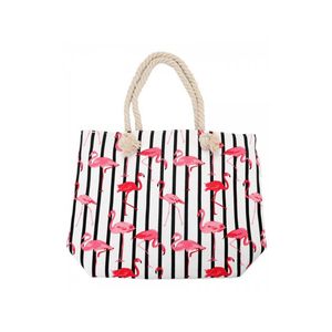 Strandtas flamingo wit 35 x 45 cm - Strandtassen