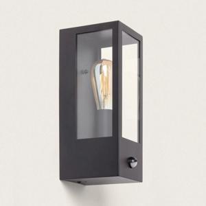 Buitenlamp zwart glas e27 met sensor