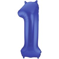 Folie ballon van cijfer 1 in het blauw 86 cm   -