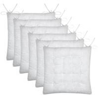 Stof Textile stoelkussen Coline - 6x - wit - 38 x 38 x 4 cm - touwtjes sluiting Stof Textile stoelkussen Coline - 6x - wit - 38 x 38 x 4 cm - touwtjes sluiting