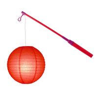 Lampionstokje 40 cm - met lampion - rood - D25 cm - thumbnail