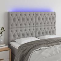 Hoofdbord LED 144x7x118/128 cm stof lichtgrijs