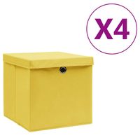 vidaXL Opbergboxen met deksel 4 st 28x28x28 cm geel - thumbnail