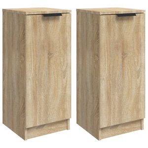 vidaXL Dressoirs 2 st 30x30x70 cm bewerkt hout sonoma eikenkleurig