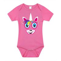Bellatio Decorations baby rompertje - roze - eenhoorn/unicorn - cadeau romper - kraamcadeau 92 (18-24 maanden)  -