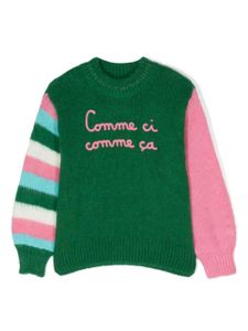 MC2 Saint Barth Kids pull nervuré à design colour block - Vert