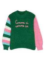 MC2 Saint Barth Kids pull nervuré à design colour block - Vert