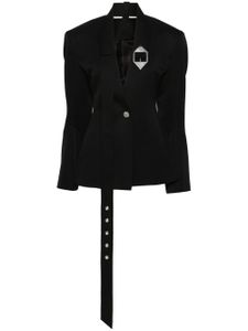 The Attico blazer en laine vierge à taille ceinturée - Noir