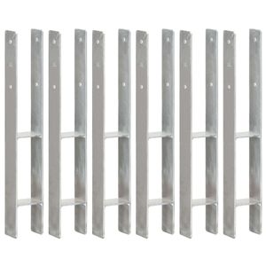VidaXL Grondankers 6 st 8x6x60 cm gegalvaniseerd staal zilverkleurig