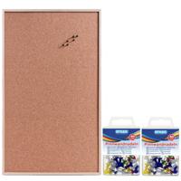 Zeller Prikbord - Kurk - 60x100 cm - houten omlijsting - 80x punaises