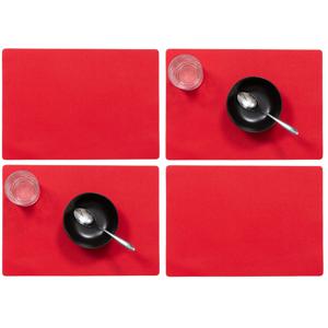 Wicotex luxe Placemats Plain - Set van 6x stuks - rood - 43 x 30 cm - Met anti slip laag - Teflon co