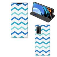 Xiaomi Poco M3 | Redmi 9T | Hoesje met Magneet | Zigzag Blauw