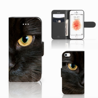 Apple iPhone 5 | 5s | SE Telefoonhoesje met Pasjes Zwarte Kat