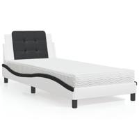Bed met matras kunstleer zwart en wit 90x200 cm