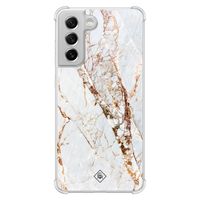 Samsung Galaxy S21 FE shockproof hoesje - Marmer goud