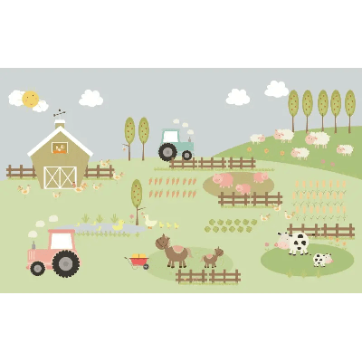Designed4Kids wandvullend behang kinderkamer boerderij-420 x 260 cm