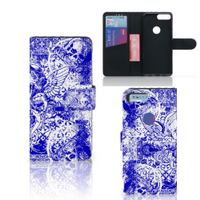 Telefoonhoesje met Naam Alcatel 1S (2019) Angel Skull Blauw - thumbnail